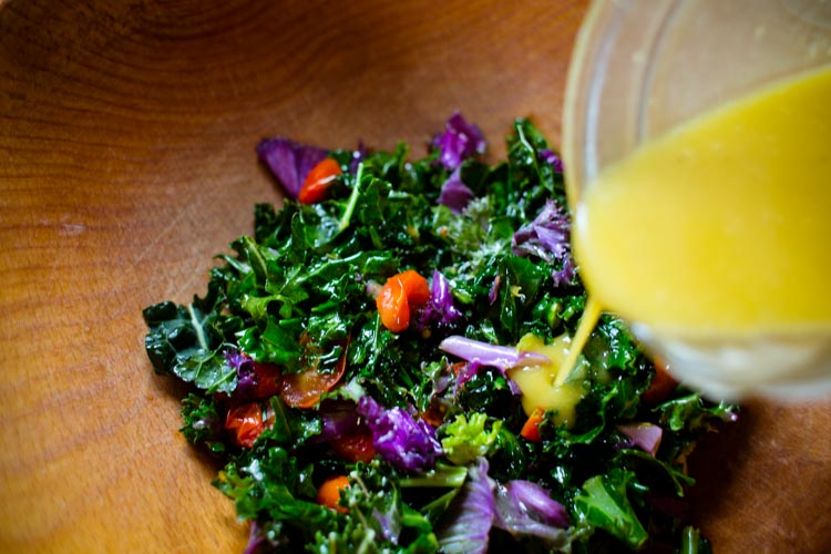 warm kale salad with maple mustard dressing 3 |www.sparklestories.com| so many fairies