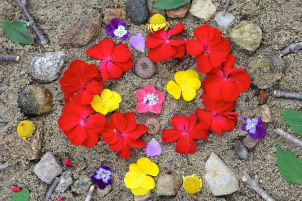 Close-up-of-a-beautiful-beach-mandala-600x400