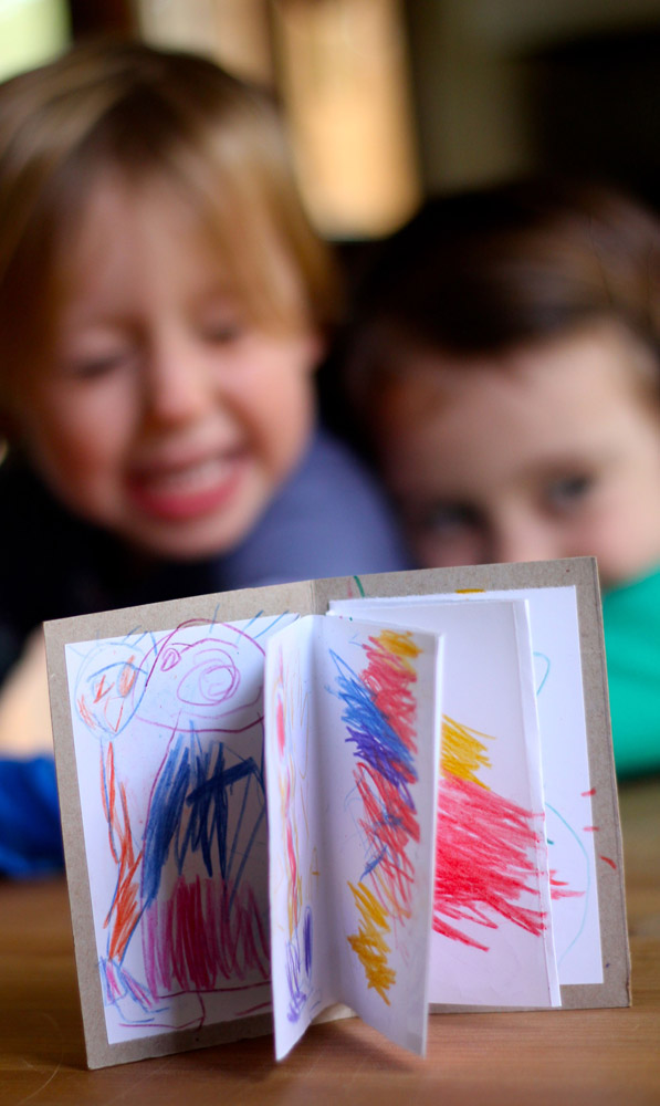 finished book and collaborative story - accordion book tutorial