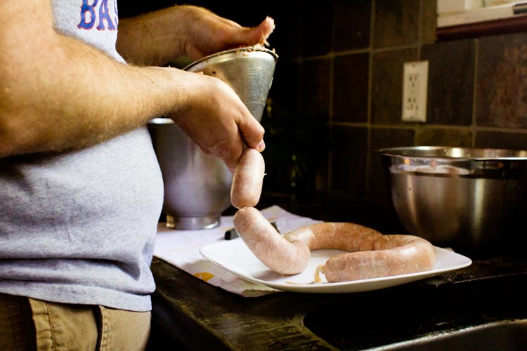 stuffing sausage