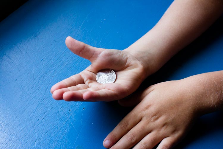 coin in palm
