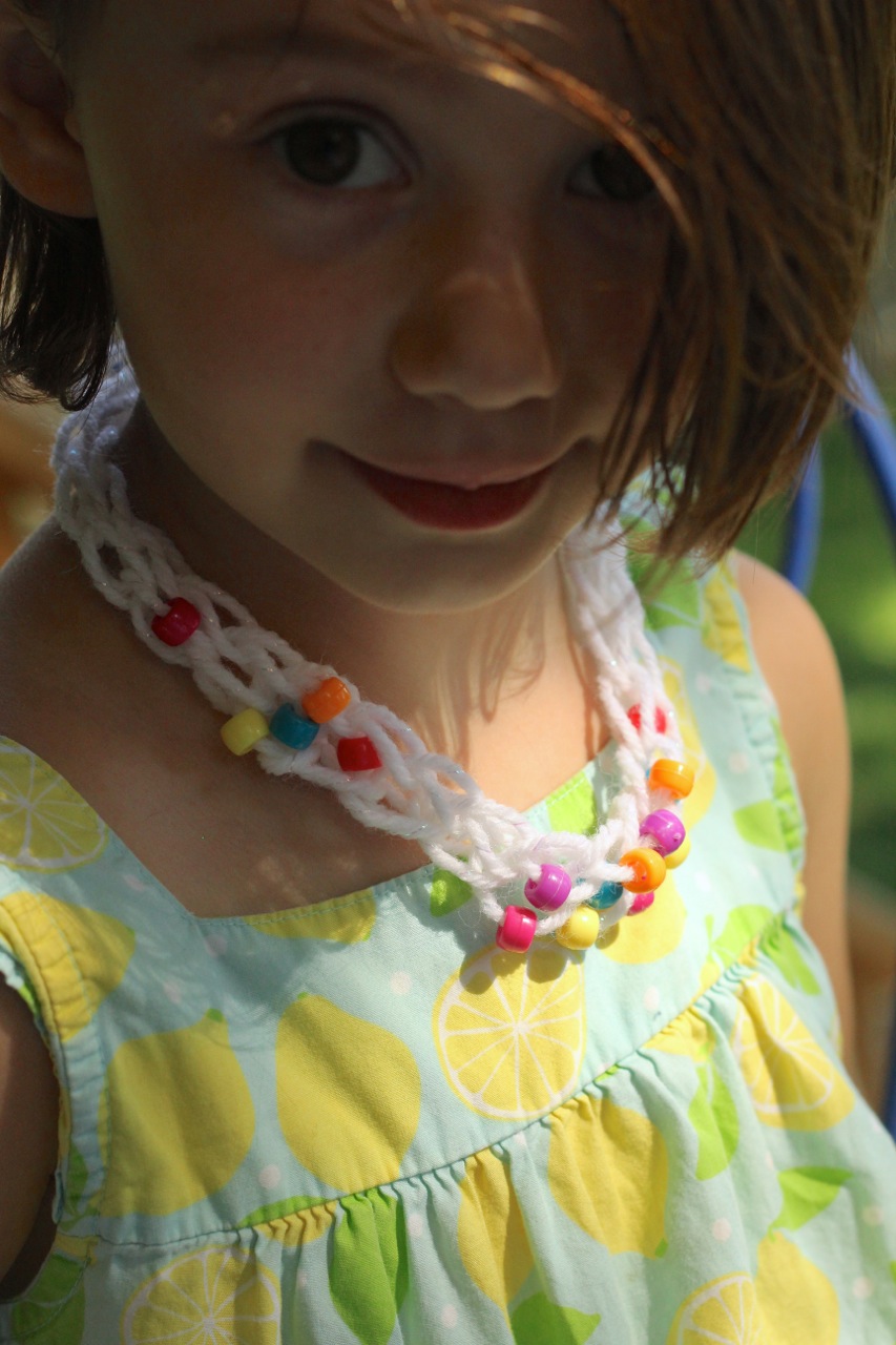 Beaded Finger Knit Necklace